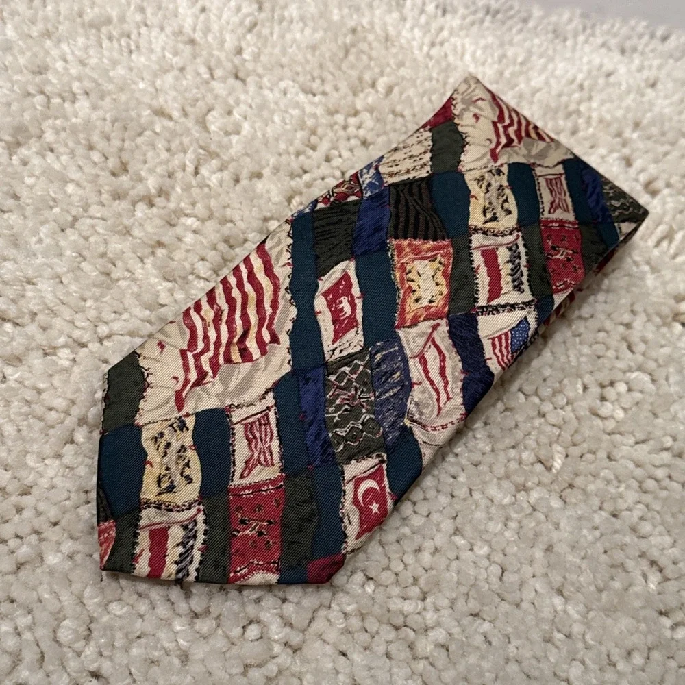 STRUCTURE PATRIOTIC FLAG DRESS SUIT DESIGNER NECKTIE TIE Fourth Of July